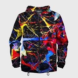 Ветровка с капюшоном мужская Импрессионизм Vanguard neon pattern, цвет: 3D-черный