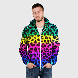 Ветровка с капюшоном мужская Leopard Pattern Neon, цвет: 3D-белый — фото 2