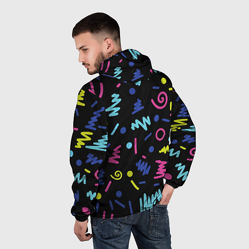 Мужская ветровка Neon color pattern Fashion 2032 / 3D-Черный – фото 4