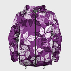 Ветровка с капюшоном мужская Фиолетовый вьюнок, цвет: 3D-черный