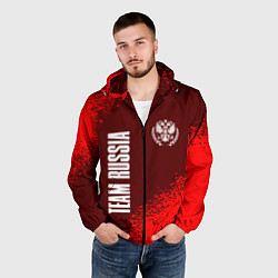 Ветровка с капюшоном мужская РОССИЯ - ГЕРБ Team Russia Спрей, цвет: 3D-черный — фото 2