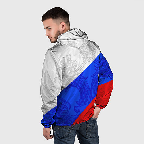 Мужская ветровка RUSSIA - SPORTWEAR - ТРИКОЛОР / 3D-Белый – фото 4