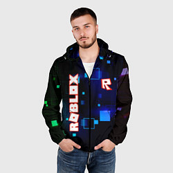 Ветровка с капюшоном мужская ROBLOX неоновые кубики, цвет: 3D-черный — фото 2