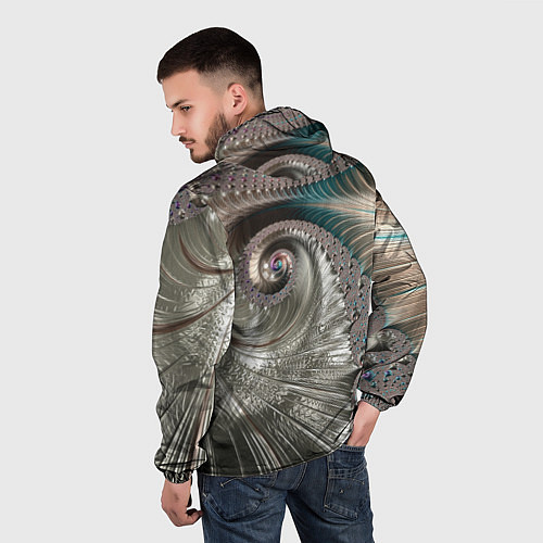 Мужская ветровка Fractal pattern Spiral Серебристый фрактал спираль / 3D-Белый – фото 4