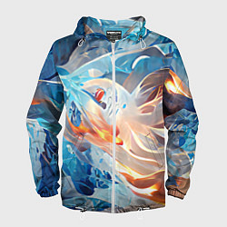 Ветровка с капюшоном мужская Ice & flame, цвет: 3D-белый