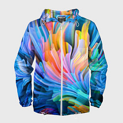 Ветровка с капюшоном мужская Красочный абстрактный паттерн Лето Colorful Abstra, цвет: 3D-белый