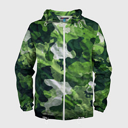 Ветровка с капюшоном мужская Camouflage Pattern Камуфляж Паттерн, цвет: 3D-белый