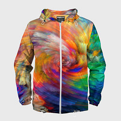 Ветровка с капюшоном мужская MULTICOLORED SWIRLS, цвет: 3D-белый