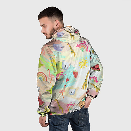 Мужская ветровка Красочные животные / 3D-Черный – фото 4