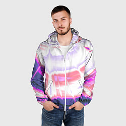 Ветровка с капюшоном мужская Тай-дай Абстракция Tie-Dye, цвет: 3D-белый — фото 2