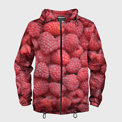 Ветровка с капюшоном мужская Малина - ягоды, цвет: 3D-черный