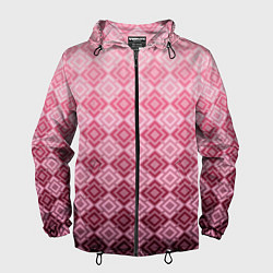 Ветровка с капюшоном мужская Розовый геометрический градиентный узор, цвет: 3D-черный