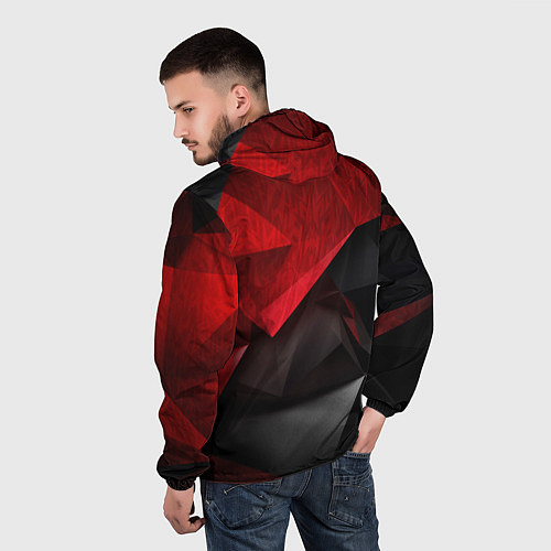 Мужская ветровка Красно-черный фон абстракция / 3D-Белый – фото 4