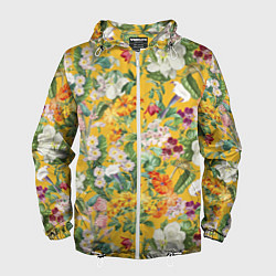 Ветровка с капюшоном мужская Цветы Солнечное Лето, цвет: 3D-белый