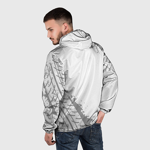 Мужская ветровка Renault Speed на светлом фоне со следами шин / 3D-Белый – фото 4