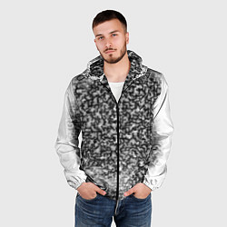 Ветровка с капюшоном мужская Квадратных хаос, цвет: 3D-черный — фото 2