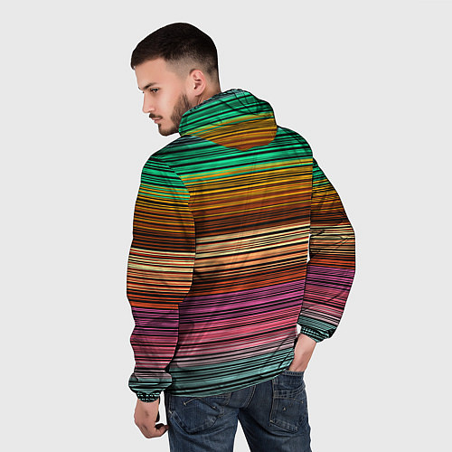 Мужская ветровка Multicolored thin stripes Разноцветные полосы / 3D-Черный – фото 4