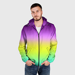 Ветровка с капюшоном мужская Multicolored Ombre gradient, цвет: 3D-черный — фото 2