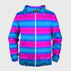Ветровка с капюшоном мужская Striped pattern яркий неоновый полосатый узор, цвет: 3D-белый
