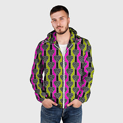 Ветровка с капюшоном мужская Striped multicolored pattern Сердце, цвет: 3D-белый — фото 2