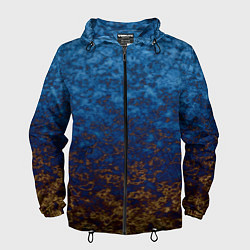 Ветровка с капюшоном мужская Marble texture blue brown color, цвет: 3D-черный