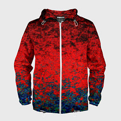 Ветровка с капюшоном мужская Абстрактный узор мраморный красно-синий, цвет: 3D-белый