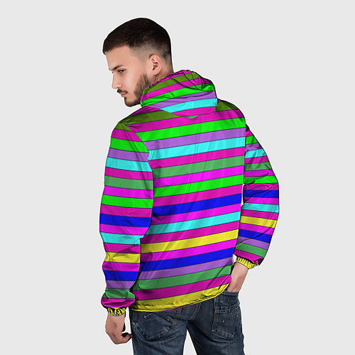 Мужская ветровка Multicolored neon bright stripes / 3D-Белый – фото 4