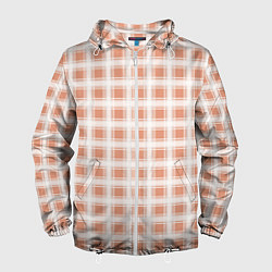 Ветровка с капюшоном мужская Light beige plaid fashionable checkered pattern, цвет: 3D-белый