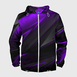 Ветровка с капюшоном мужская Geometry Черный и фиолетовый, цвет: 3D-белый