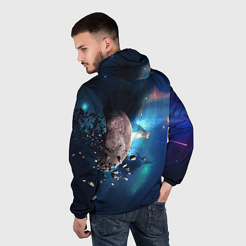 Мужская ветровка Космическое столкновение объектов / 3D-Черный – фото 4