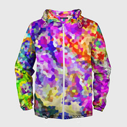 Ветровка с капюшоном мужская Летняя мозаика, цвет: 3D-белый