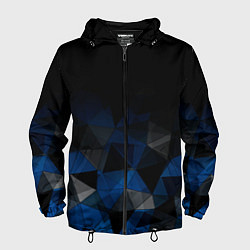 Ветровка с капюшоном мужская Черно-синий геометрический, цвет: 3D-черный