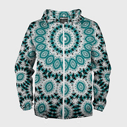 Ветровка с капюшоном мужская Этнический узор Мандала, цвет: 3D-белый