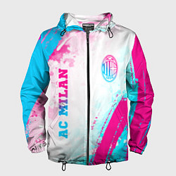 Мужская ветровка AC Milan neon gradient style: символ и надпись вер