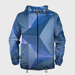 Ветровка с капюшоном мужская Неоновая киберпанк броня - Синий, цвет: 3D-черный