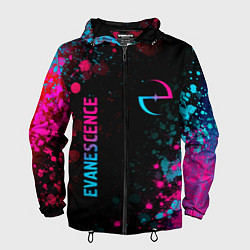 Ветровка с капюшоном мужская Evanescence - neon gradient: символ и надпись верт, цвет: 3D-черный