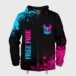 Мужская ветровка Free Fire - neon gradient: символ и надпись вертик