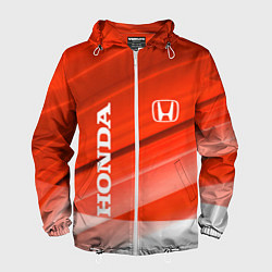 Ветровка с капюшоном мужская Хонда - Красно-белая абстракция, цвет: 3D-белый