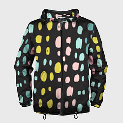 Ветровка с капюшоном мужская Разноцветные абстрактные пятна, цвет: 3D-черный