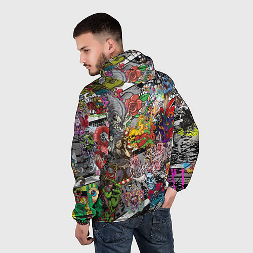 Мужская ветровка Цветное граффити и татуировки / 3D-Белый – фото 4