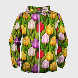 Мужская ветровка Объемные разноцветные тюльпаны