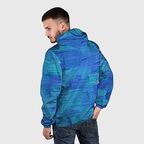 Мужская ветровка Синие мазки краски / 3D-Черный – фото 4