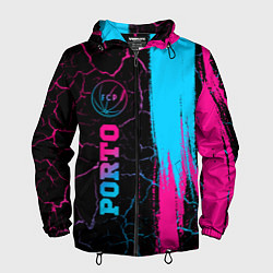 Ветровка с капюшоном мужская Porto - neon gradient: по-вертикали, цвет: 3D-черный