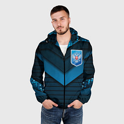 Ветровка с капюшоном мужская Russia abstract blue, цвет: 3D-черный — фото 2