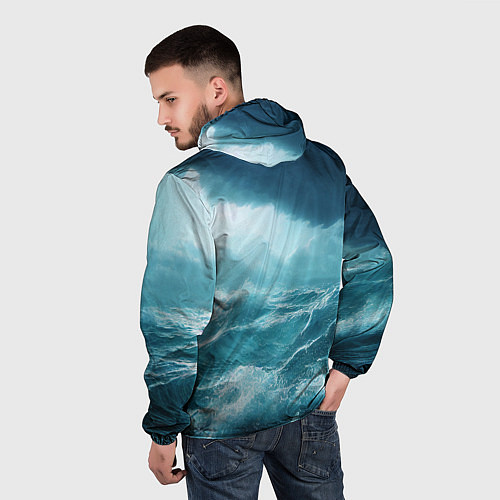 Мужская ветровка Буря в море / 3D-Белый – фото 4