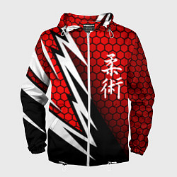 Ветровка с капюшоном мужская Джиу - Джитсу : Красная броня, цвет: 3D-белый