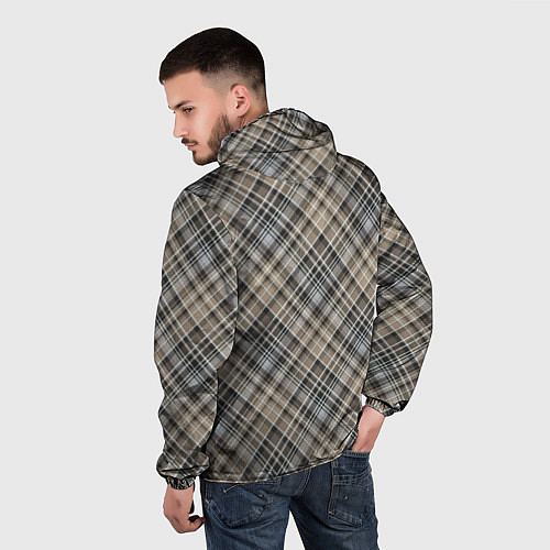 Мужская ветровка Классический клетчатый , бежево-коричневый фон / 3D-Белый – фото 4