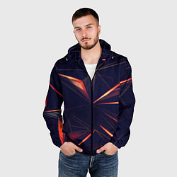 Ветровка с капюшоном мужская Раскаленные грани, цвет: 3D-черный — фото 2
