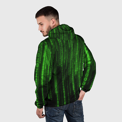 Мужская ветровка Двоичный код зеленый / 3D-Белый – фото 4
