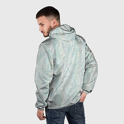 Мужская ветровка Круги на клетчатом серо-белом фоне / 3D-Черный – фото 4